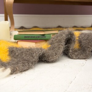 Handwoven Wool Area Rug: Yellow, Grey, Black, White image 6