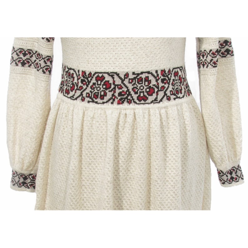 Day Dress Casual Loose dress Long Sleeves Custom-made white Dress Floral ornament Linen Cotton Midi Dresses Botanical dress Cute Floral