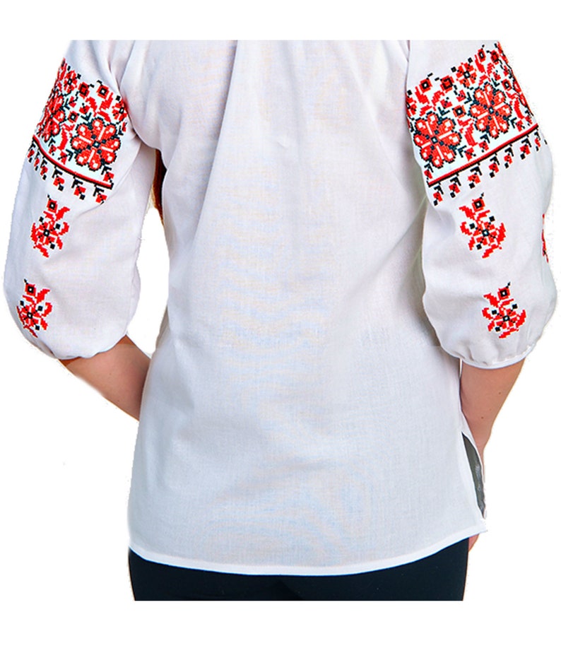 Women/'s blouse Boho White blouse Shirt nature vintage Vyshivanka white red embroidery White cotton Shirt Plus Size Top.Floral pattern