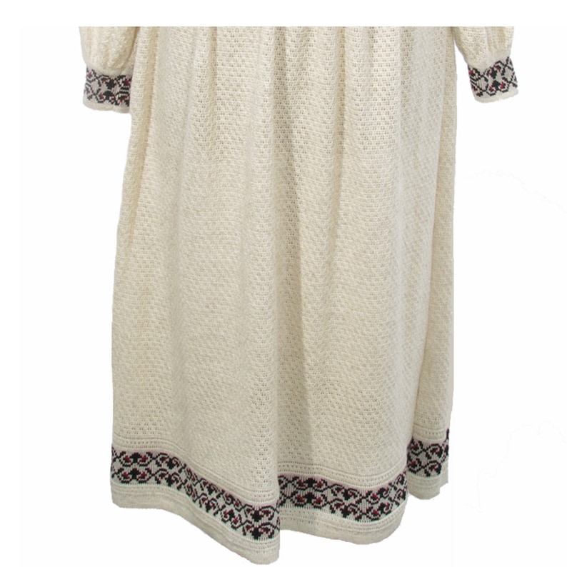 Day Dress Casual Loose dress Long Sleeves Custom-made white Dress Floral ornament Linen Cotton Midi Dresses Botanical dress Cute Floral