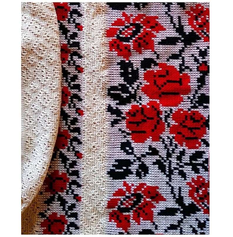 Knitted Dress Linen Dress Folk Rustic Reenactment clothing White embroidered Dress Dresses for women Mom Gift Red roses embroidery