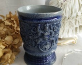Westerwald Salt glaze mug, Victorian, ca 1870-80, german Stein, stoneware Beaker, Renaissance revival, Historismus