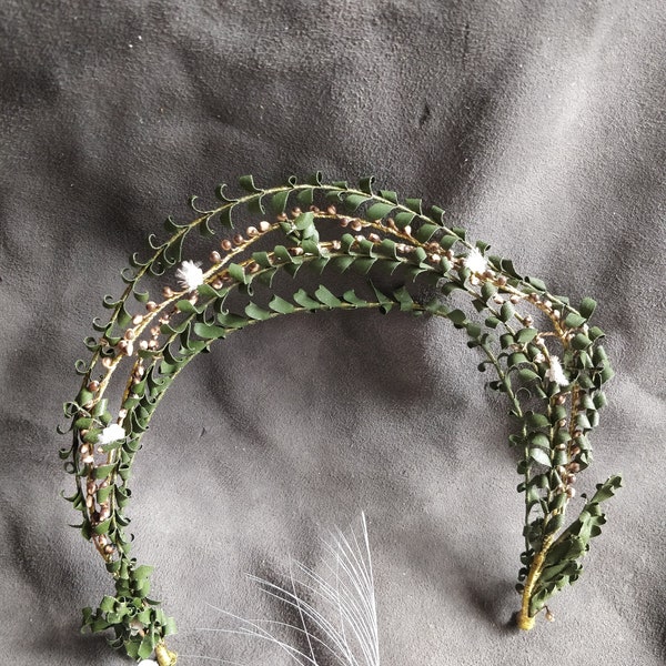 Vintage Green German Myrtle Wedding Tiara, wedding crown, bridal wreath