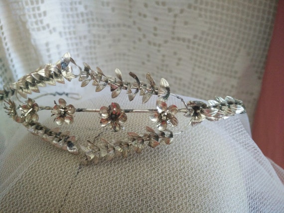 German silver myrtle crown, myrtle Tiara, wedding… - image 3