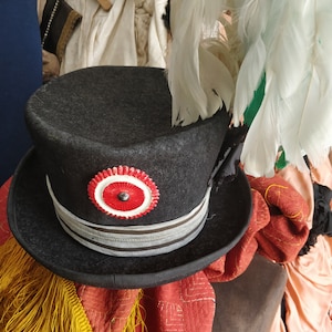 Antique Theater hat, distressed ,with silk flowers, Opera costume,Theater costume, for Boudoir decor