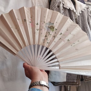 Dipinto a mano, White Fan, edoardiano, così shabby chic, brokante, Boudoir Style, french chic