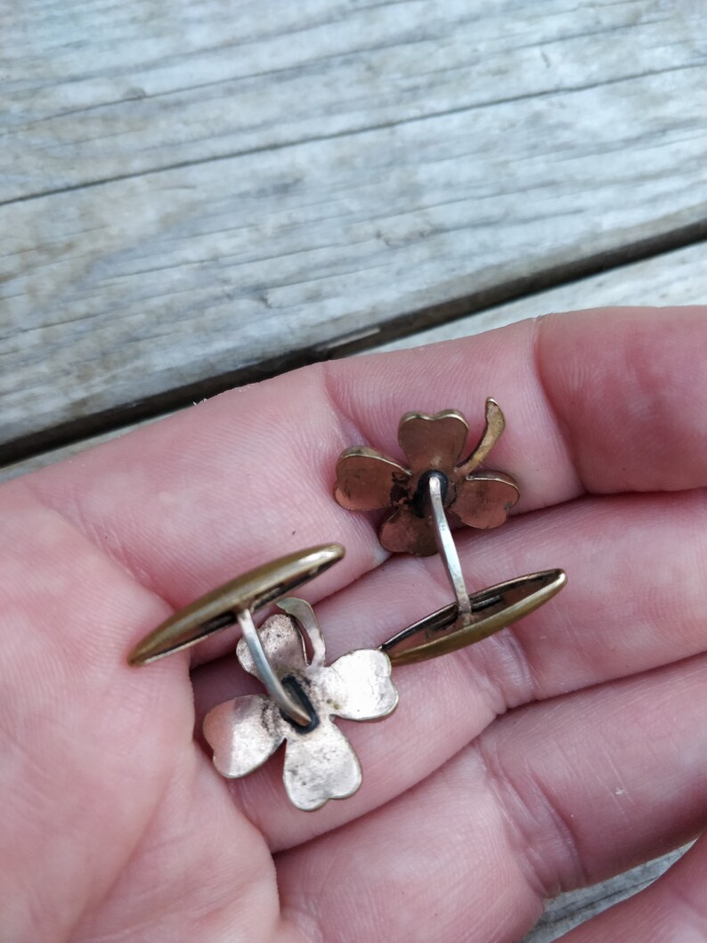 Edwardian clover cuff links a bit distressed antique