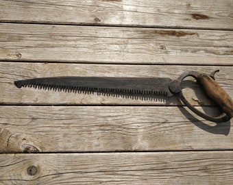 Antique hacksaw, old Iron saw with Patina, brokante decor, shabby chic