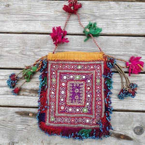 Little old kuchi bag , Vintage ethnic pouch, Middle eastern decor, beaded bag
