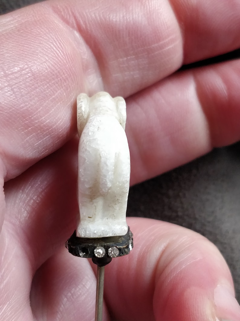 Antique elephant hat Pin from france victorian edwardian Stone elephant figurine