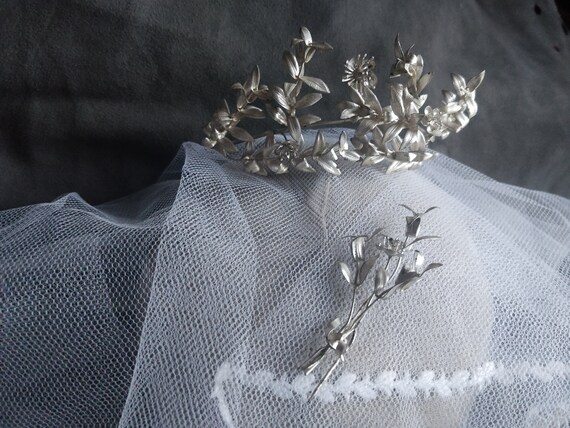 German silver myrtle crown, myrtle Tiara, wedding