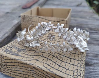 Corona de mirto de plata alemana, tiara de mirto, aniversario de bodas, tiara de novia, tiara de boda vintage,