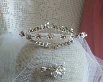Corona de mirto de plata alemana, tiara de mirto, aniversario de boda, tiara nupcial, tiara de boda vintage, ramillete