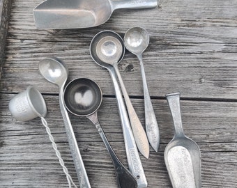 old coffee portion spoons, hag, Nescafé, Frank special, whole lot of aluminium spoons of the 1930s-50s