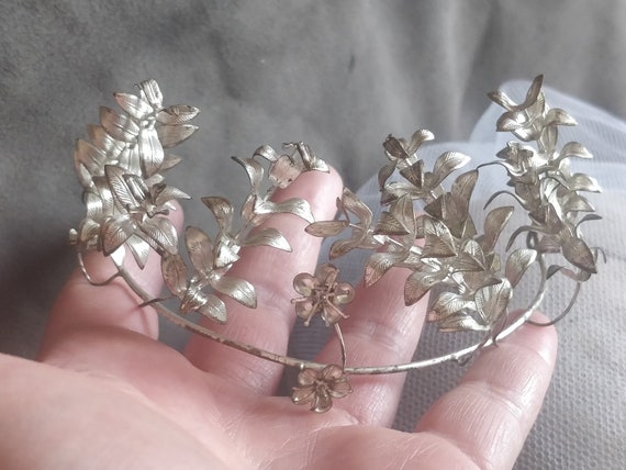 German silver myrtle crown, myrtle Tiara, wedding… - image 6