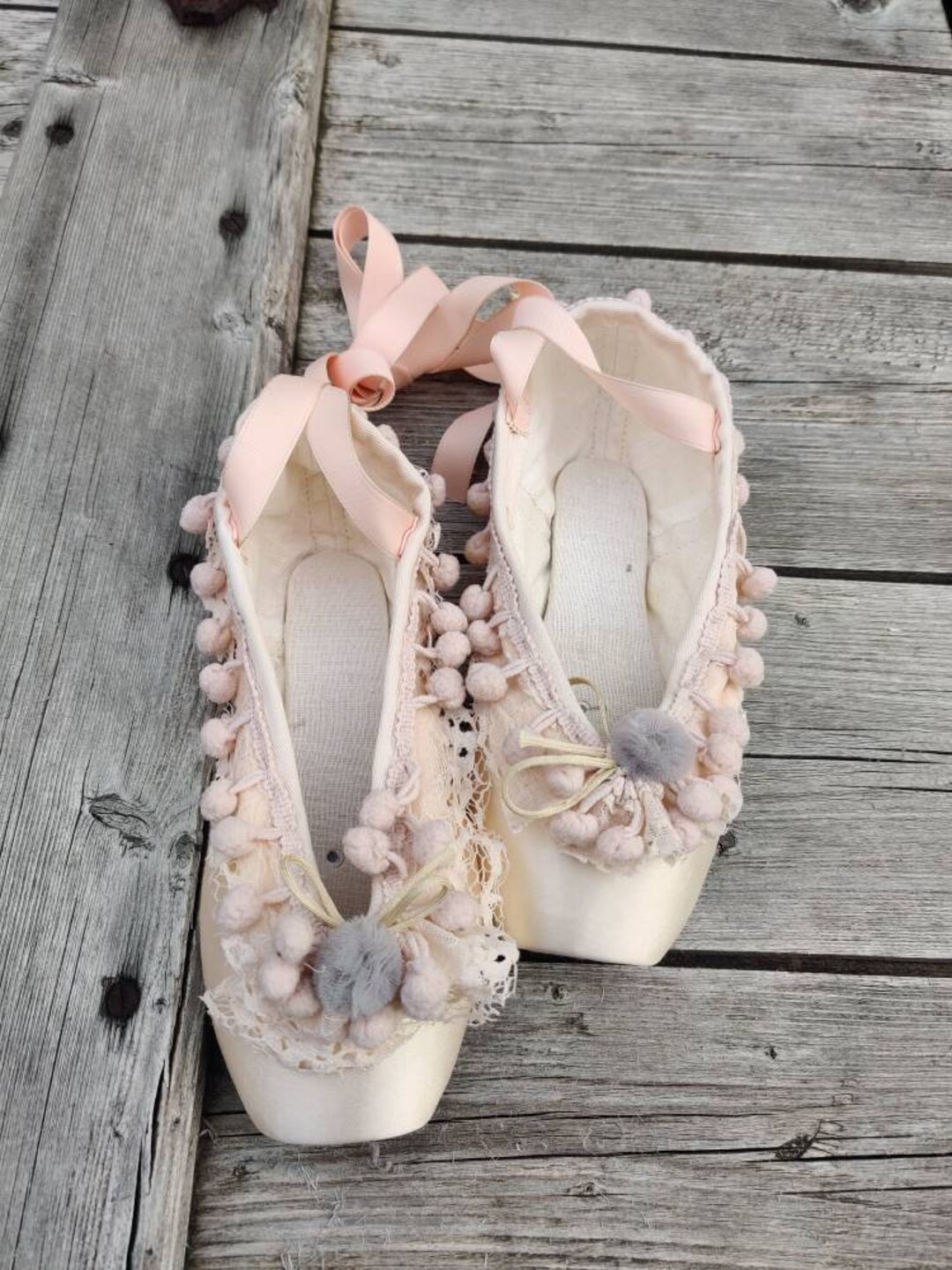 Vintage Unused Pink Decorated Pointe Ballerina Shoes - Etsy