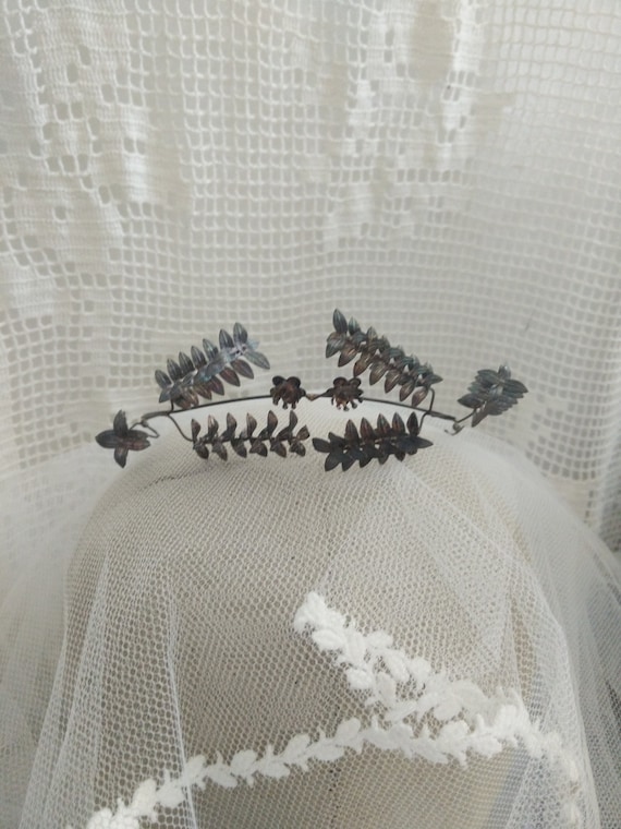 Black, 800 silver german myrtle Tiara, wedding Tia