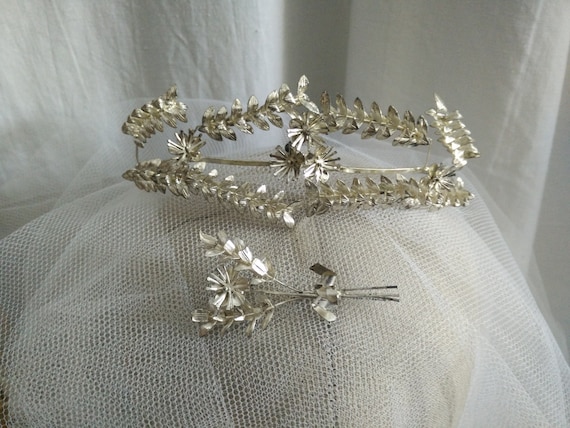 German silver myrtle crown, myrtle Tiara, wedding