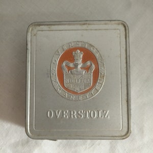 Scatola per tabacco Overstolz, tropenpackung, mit banderole, 1940, scatola per sigarette, zigarettendose, scatola vintage
