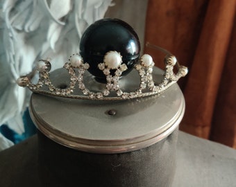 Halverwege de eeuw strass tiara, boho bruiloft tiara, oude huwelijkskroon