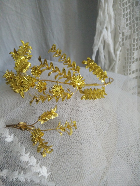 Elegant golden myrtle Tiara, german wedding crown… - image 2