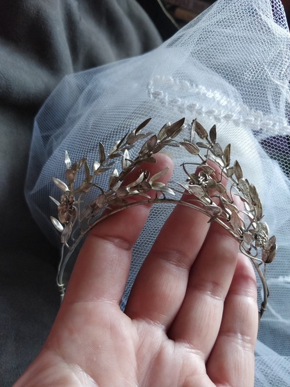 German silver myrtle crown, myrtle Tiara, wedding