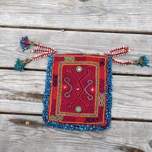 Little old kuchi bag , Vintage ethnic pouch, Middle eastern decor, beaded bag