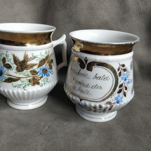 2 antique German Coffee mugs, Coffee Cups, kitschy Victorian, brocante, shabby chic kitcheniana