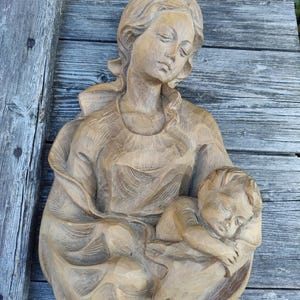 vintage hand carved Madonna wall hanger,large, well made, Bavaria, austria