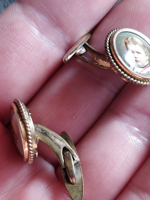 Edwardian cuff links with children, Photo cuff li… - image 6