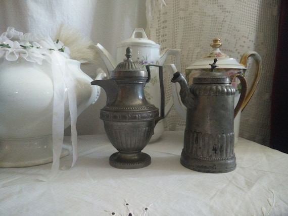 2 cafeteras de peltre ca 1800-1850 cafetera alemana antigua | Etsy México