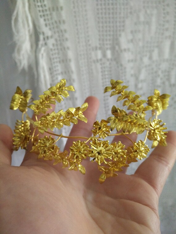 Elegant golden myrtle Tiara, german wedding crown… - image 4