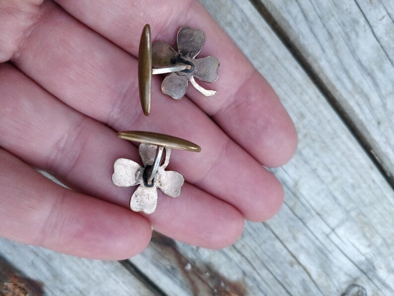 Edwardian clover cuff links a bit distressed antique