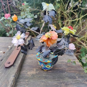 Vintage bonsai, semi precios stone tree, feng shui tree, Jade tree, made in Hong Kong, 60s, old Jade Flower bouquet, chinese Jade tree