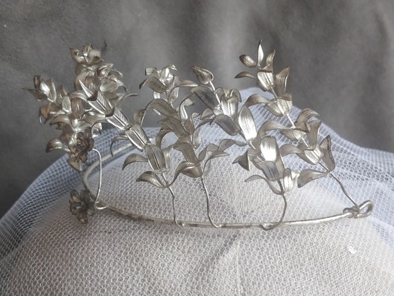 German silver myrtle crown, myrtle Tiara, wedding… - image 3