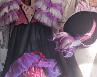 Vintage pink and black cancan Dress, Theater costume, Opera costume, distressed,