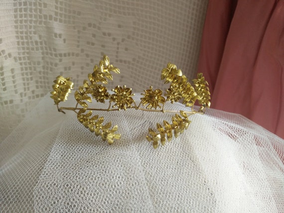 Elegant golden myrtle Tiara, german wedding crown… - image 1