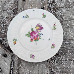 Antique Ludwigsburg hand painted porcelain plate, rose painting