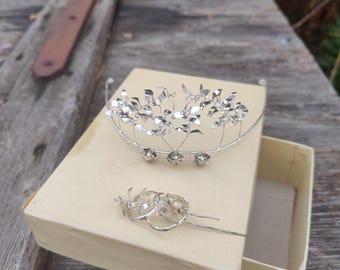 Elegant silver myrtle Tiara, german wedding crown, vintage , silver plated, vintage wedding, something old