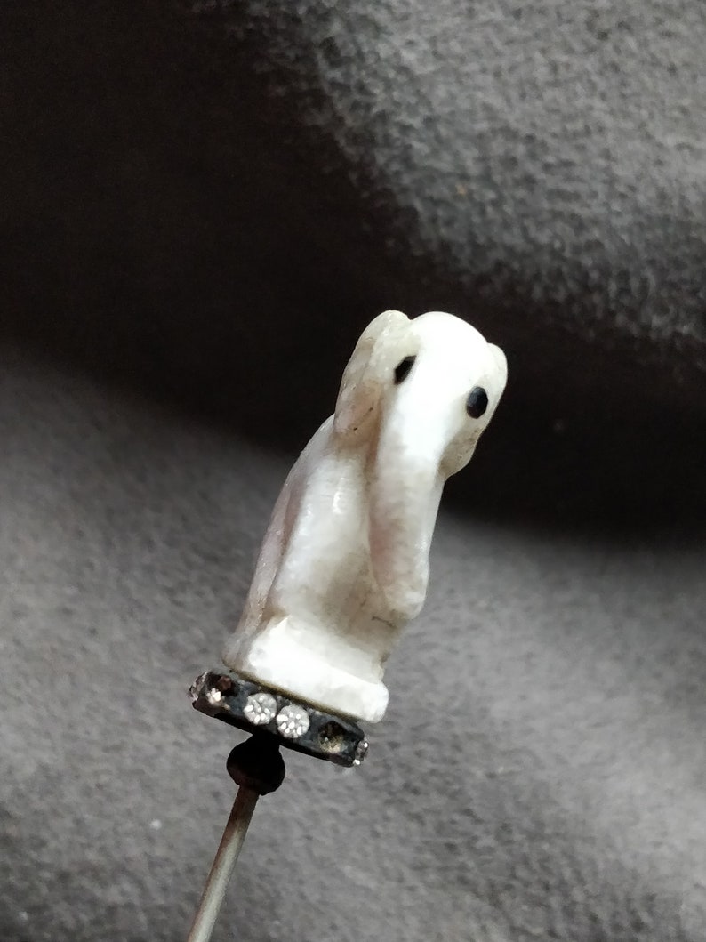 Antique elephant hat Pin from france victorian edwardian Stone elephant figurine
