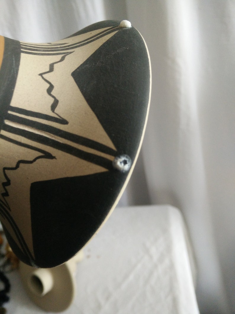 native american pottery fetish bear Large Southwest style urn Navajo shield feathers