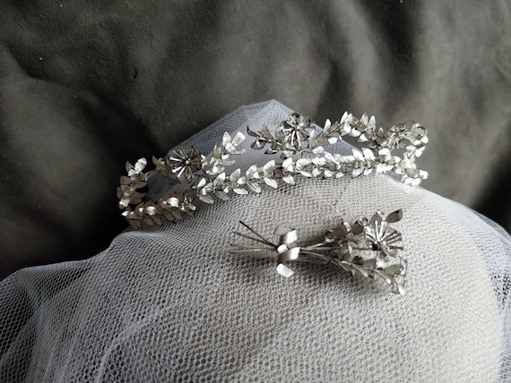 German silver myrtle crown, myrtle Tiara, wedding