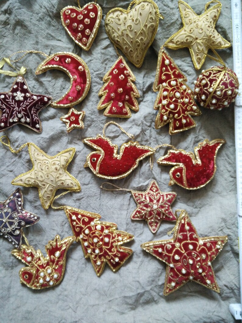 Ornate Indian Made Christmas Ornaments Weihnachtsschmuck Red  Etsy