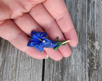 Vintage RUSCHA Keramik Vase With Enzian Decor, West German Pottery