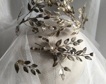 Viktorianische 800 Silber Myrte Tiara, Myrte Krone, echtes Silber, vintage Hochzeit, victoriana, Braut Tiara, vintage braut, wedding