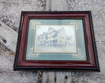 Antique framed fotography of children in front of a shop, eisenach, Germany, original but distressed frame