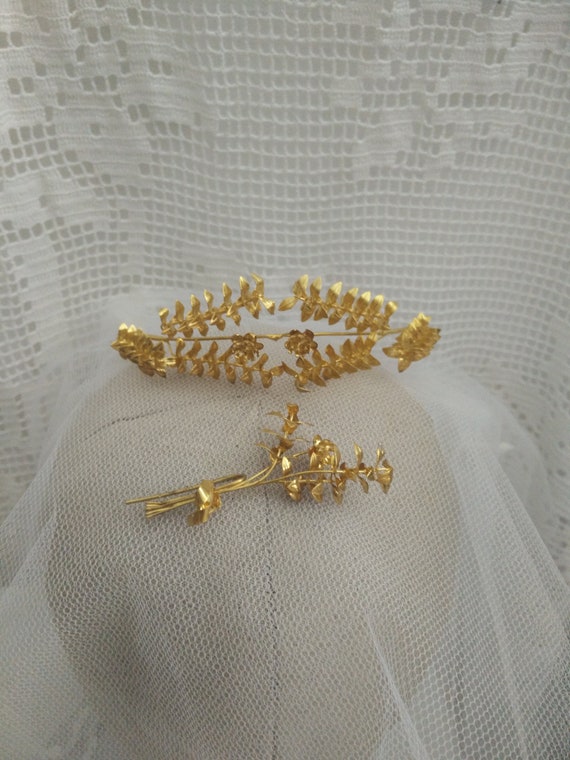 Elegant golden myrtle Tiara, german wedding crown… - image 1