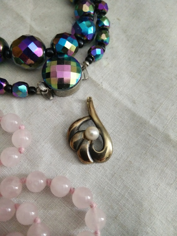 Vintage 333 gold and pearl pendant, 8k pendant, te