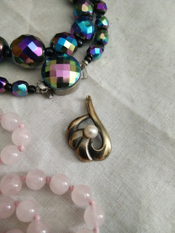 Vintage 333 gold and pearl pendant, 8k pendant, t… - image 1