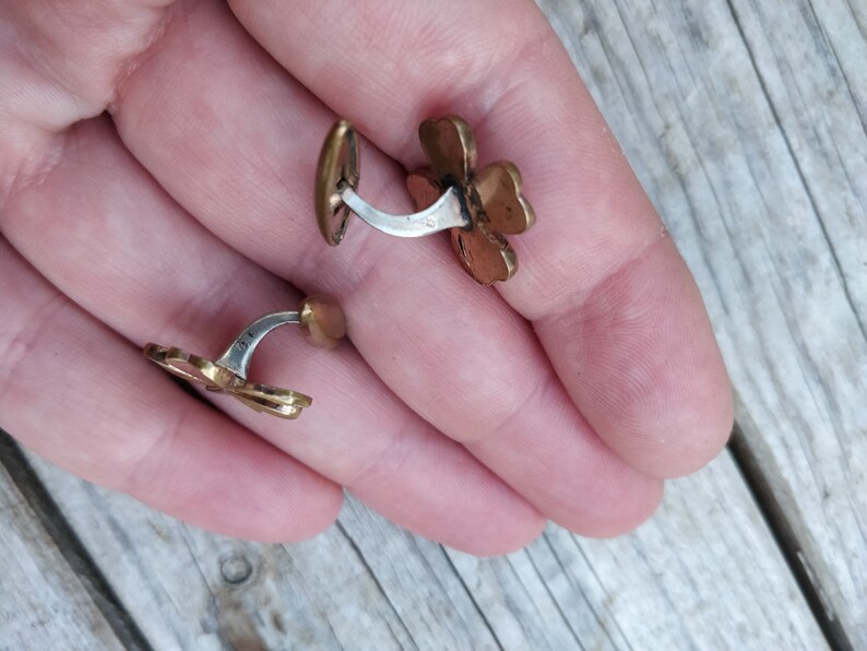 Edwardian clover cuff links a bit distressed antique